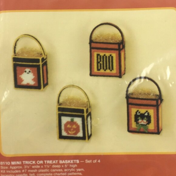 Halloween 8110 Trick Treat Basket J & L Craft Pumpkin Black Cat Embroidery Kit - Picture 2 of 6